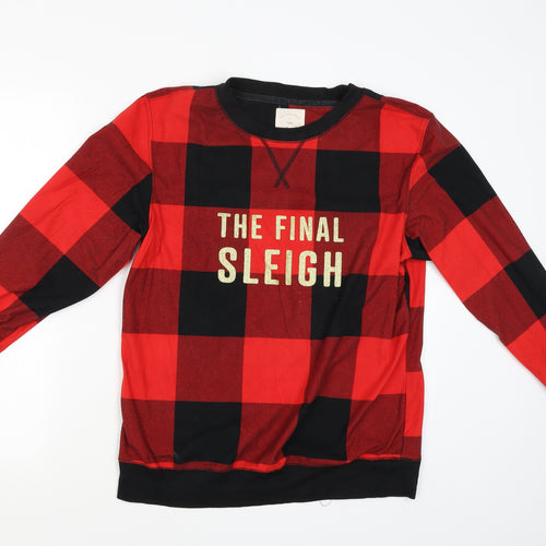 NEXT Womens Red Check  Pullover Jumper Size M  - The final sleigh