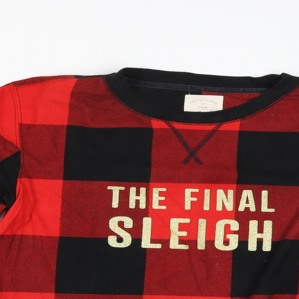 NEXT Womens Red Check  Pullover Jumper Size M  - The final sleigh