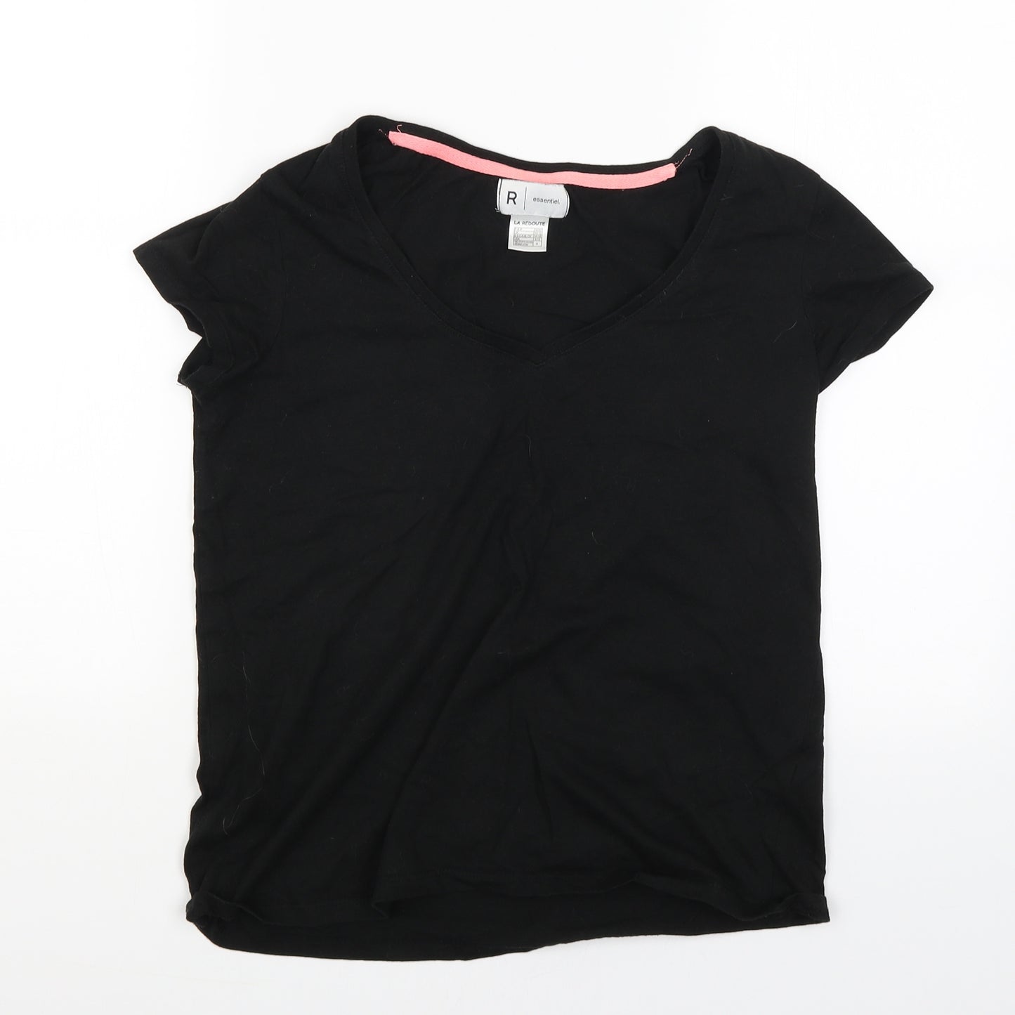 R Essential  Womens Black   Basic T-Shirt Size 10