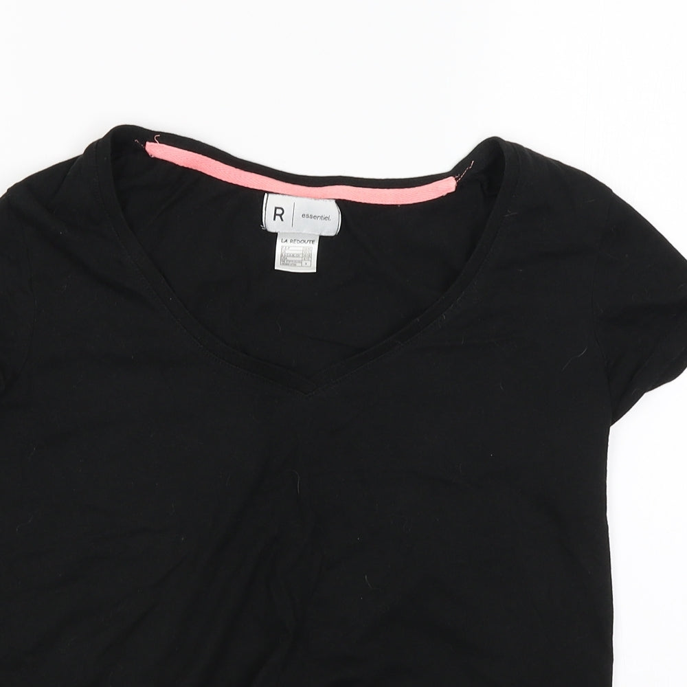 R Essential  Womens Black   Basic T-Shirt Size 10