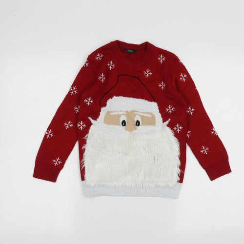 George Boys Red   Pullover Jumper Size 6-7 Years  - Christmas