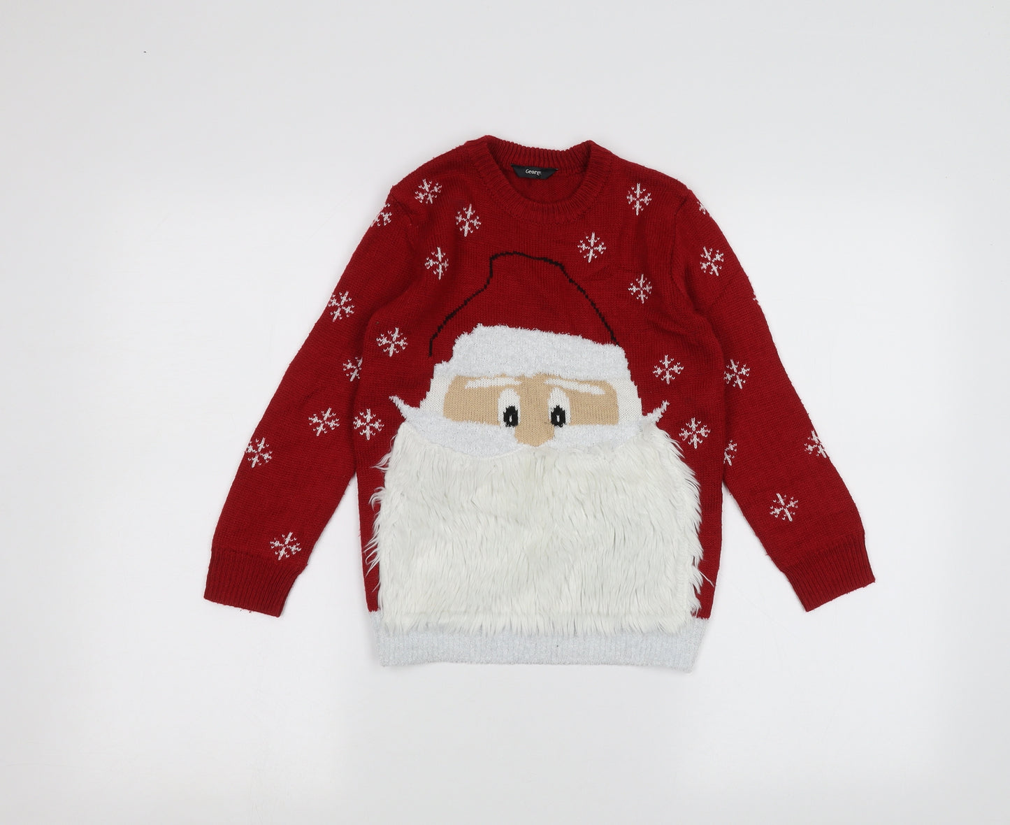 George Boys Red   Pullover Jumper Size 6-7 Years  - Christmas