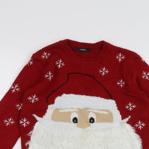 George Boys Red   Pullover Jumper Size 6-7 Years  - Christmas