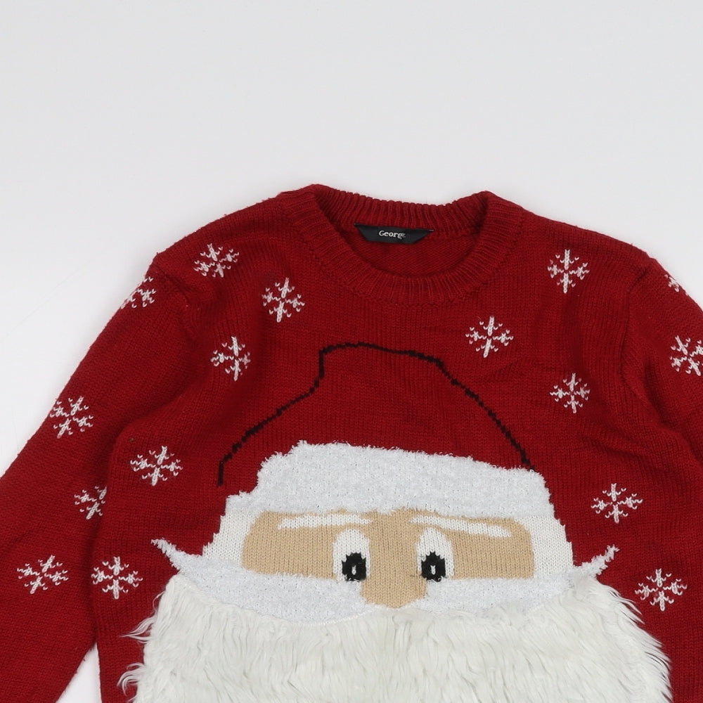 George Boys Red   Pullover Jumper Size 6-7 Years  - Christmas