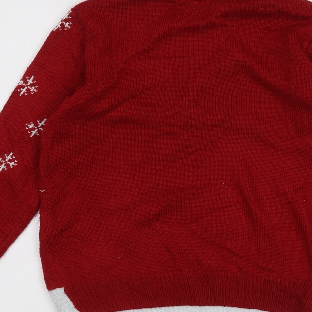 George Boys Red   Pullover Jumper Size 6-7 Years  - Christmas