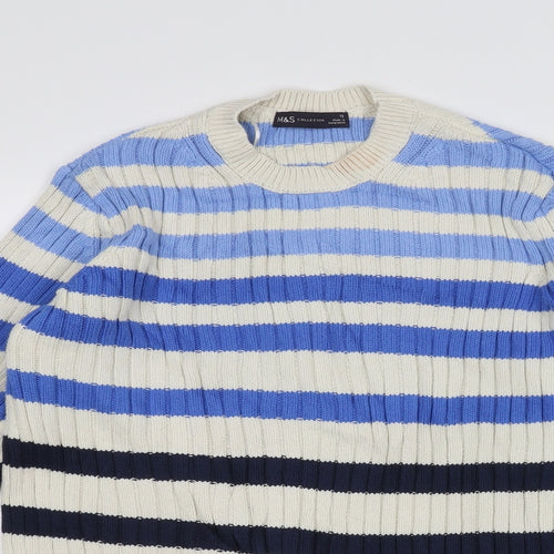 Marks and Spencer Womens White Striped  Pullover Jumper Size 12