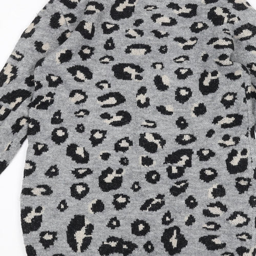 Primark Girls Grey Animal Print  Pullover Jumper Size 7-8 Years