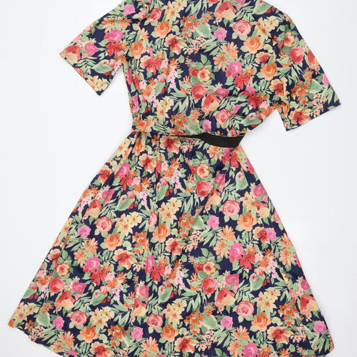 Berkertex Womens Blue Floral  A-Line  Size 14  - Belted