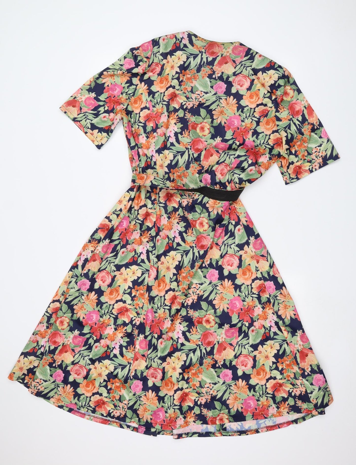 Berkertex Womens Blue Floral  A-Line  Size 14  - Belted