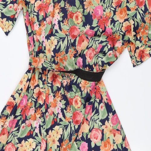 Berkertex Womens Blue Floral  A-Line  Size 14  - Belted