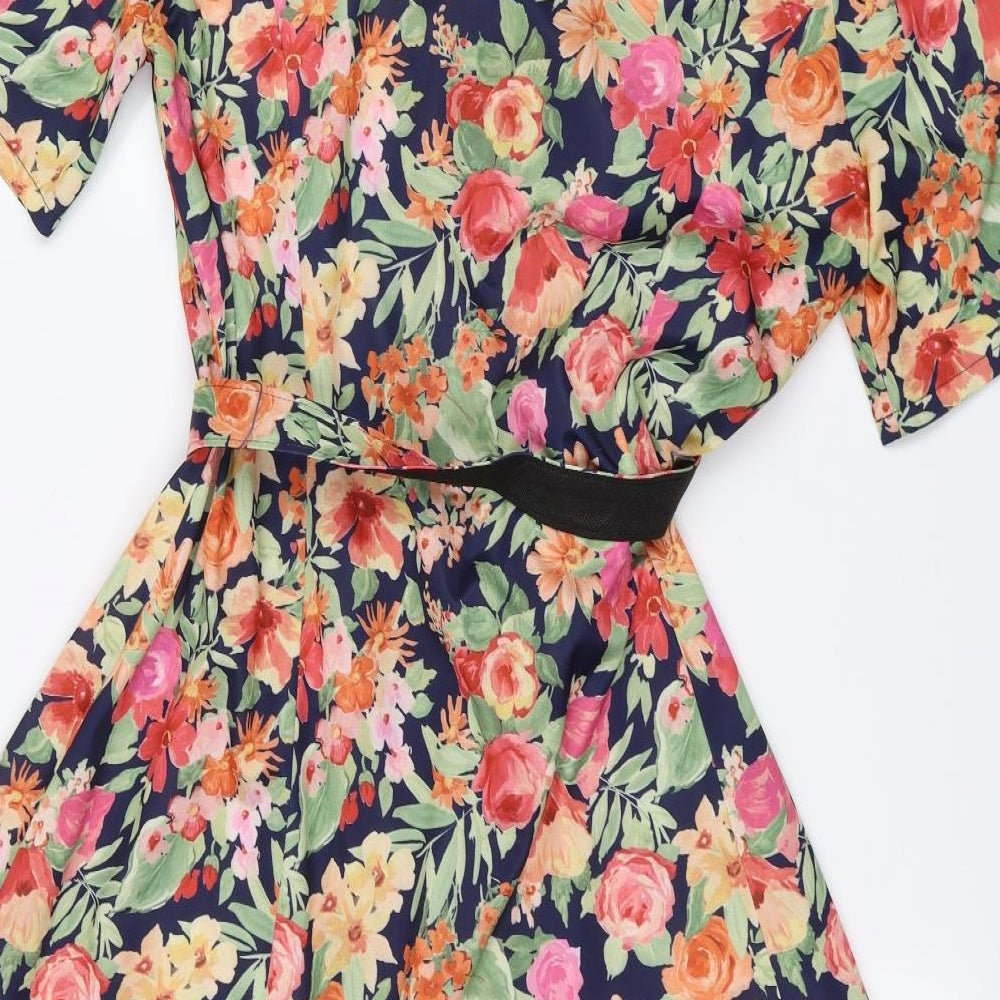 Berkertex Womens Blue Floral  A-Line  Size 14  - Belted