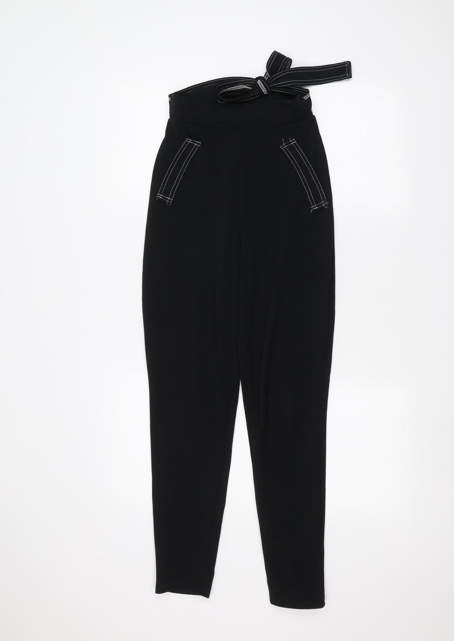 PRETTYLITTLETHING Womens Black   Trousers  Size 6 L24 in - Belted