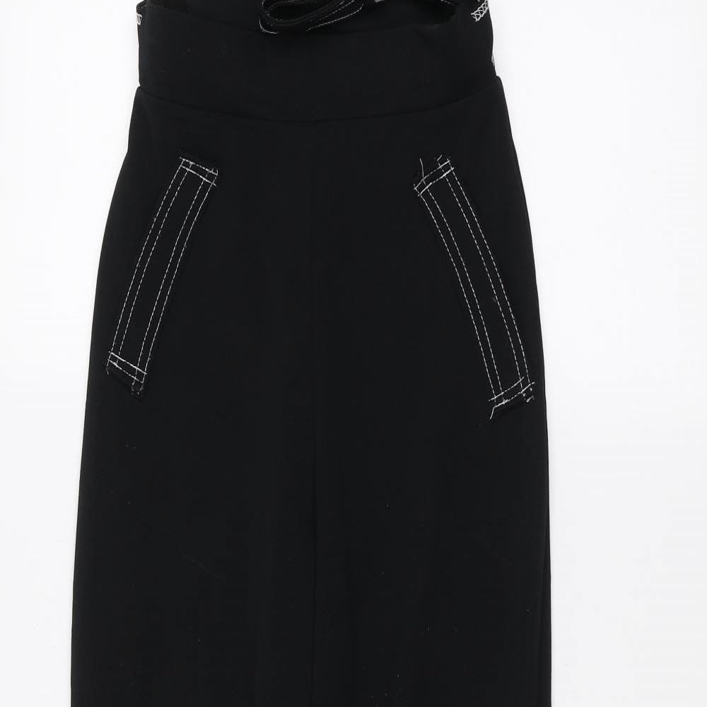 PRETTYLITTLETHING Womens Black   Trousers  Size 6 L24 in - Belted