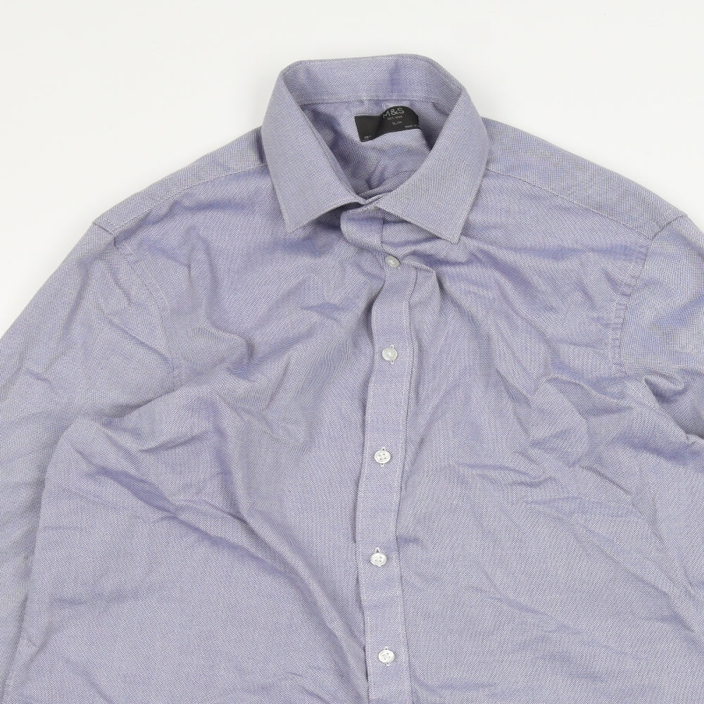 Marks and Spencer Mens Blue    Dress Shirt Size 16