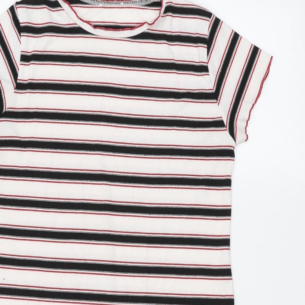 Primark Girls White Striped  Basic T-Shirt Size 14-15 Years  - Tall