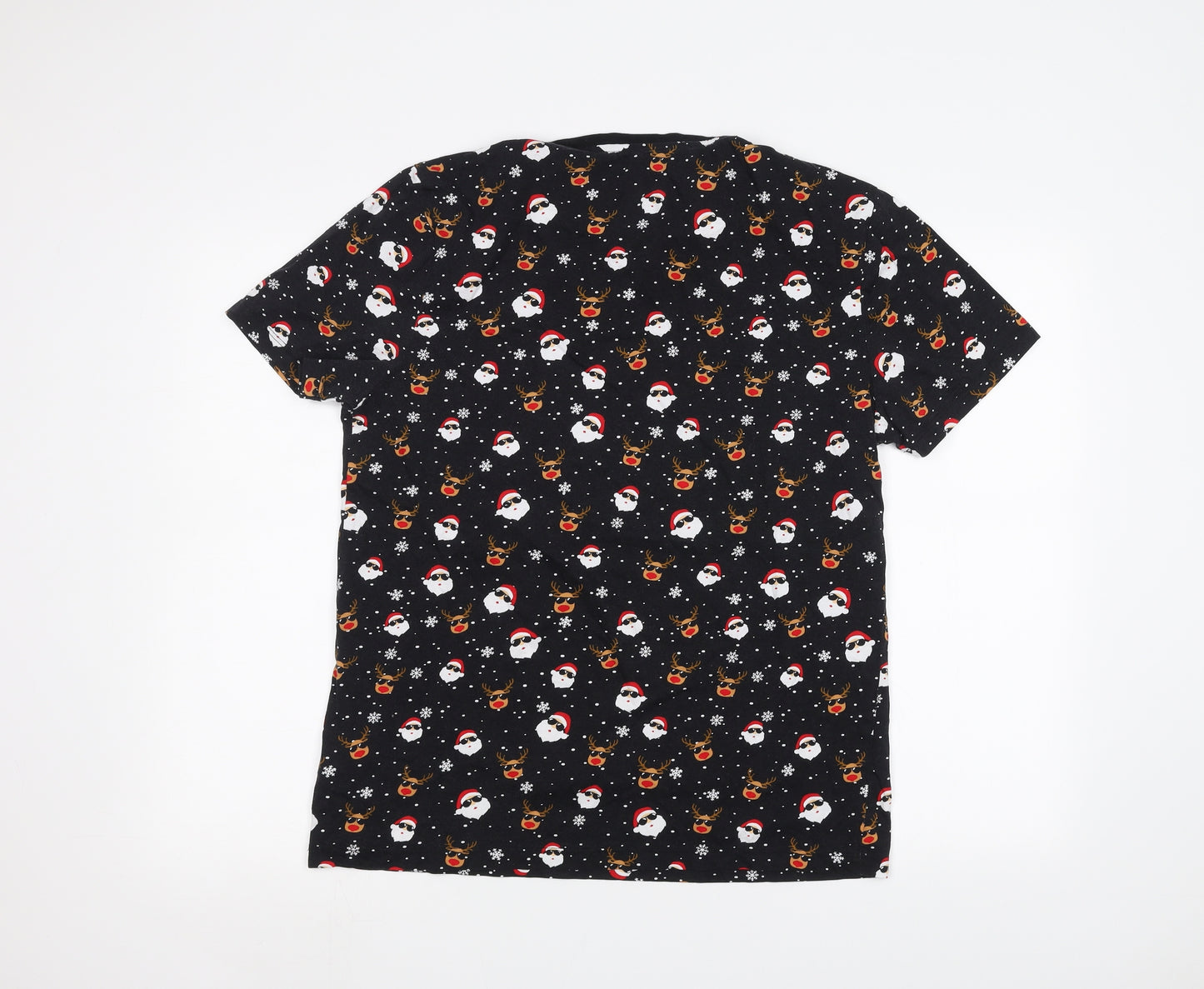 F&F Mens Black    T-Shirt Size L  - Christmas