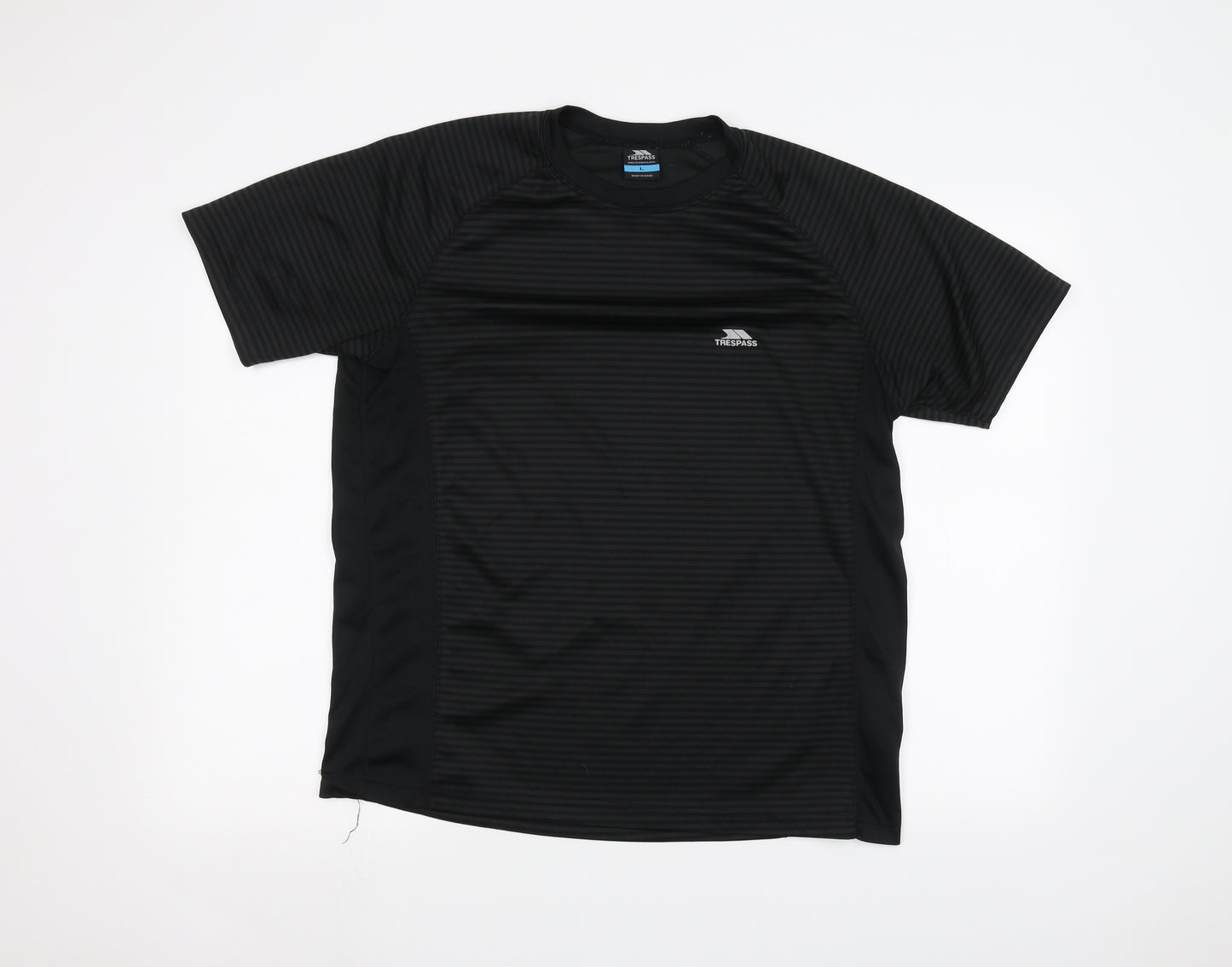 Trespass Mens Black Striped   T-Shirt Size L