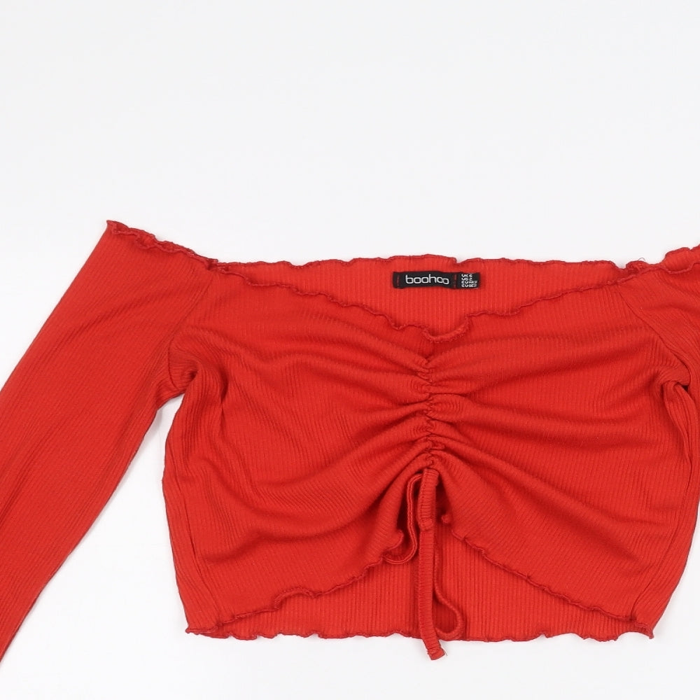 Boohoo Womens Red   Cropped T-Shirt Size 6