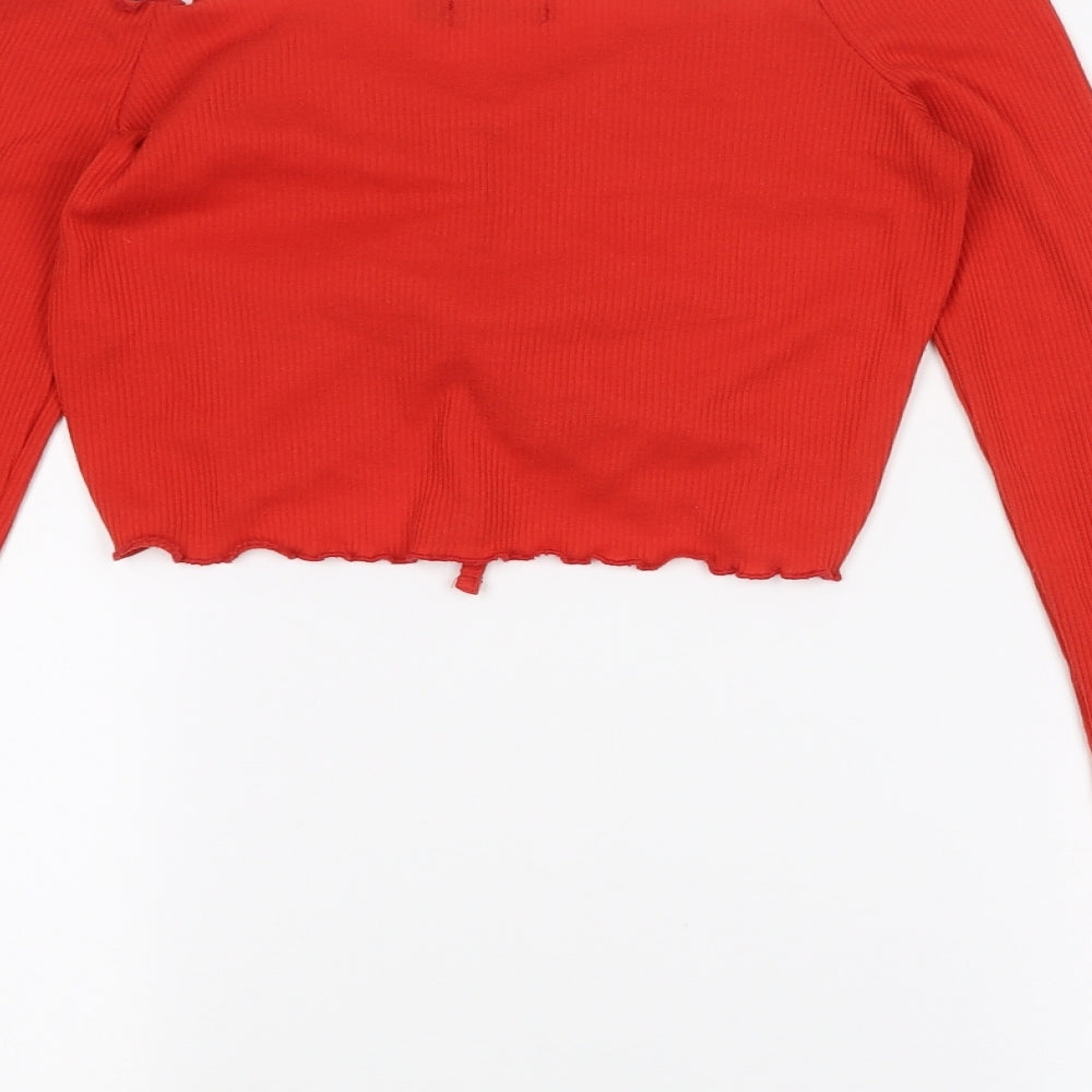 Boohoo Womens Red   Cropped T-Shirt Size 6