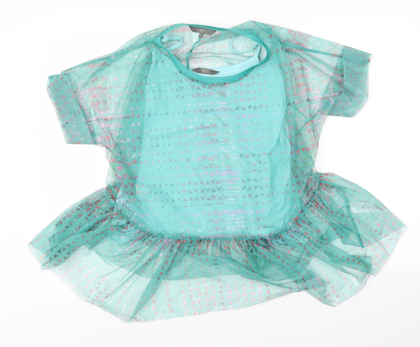 NEXT Womens Green Argyle/Diamond   Blouse Size 14