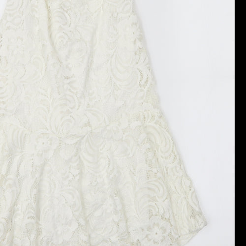 Quiz Womens White Floral  A-Line  Size 14