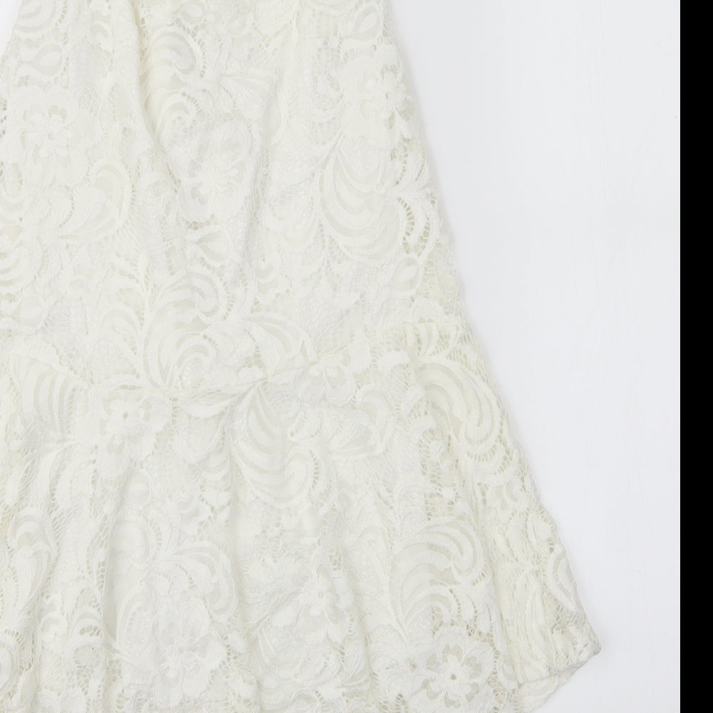 Quiz Womens White Floral  A-Line  Size 14