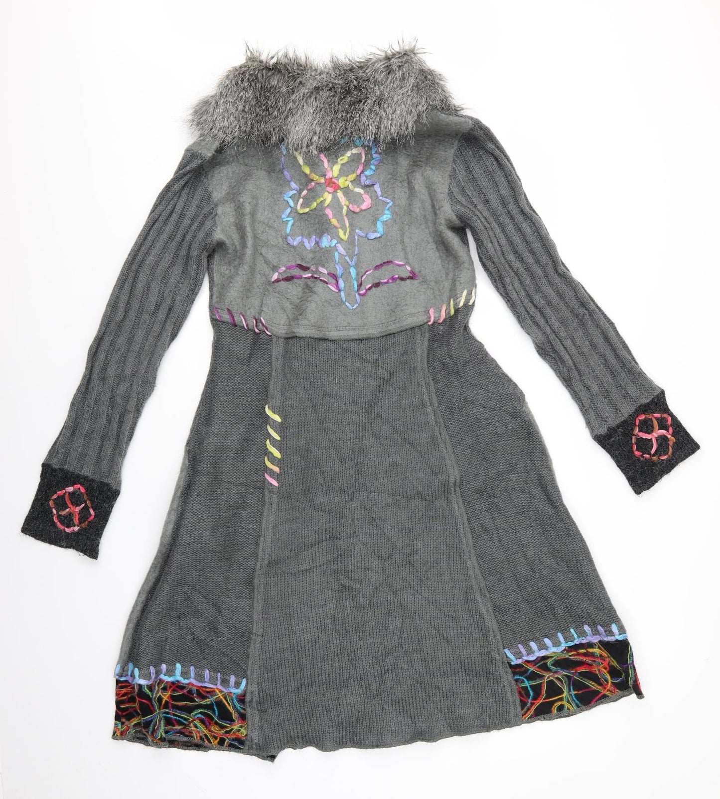 Izabel Womens Grey Geometric  Overcoat Coatigan Size 14