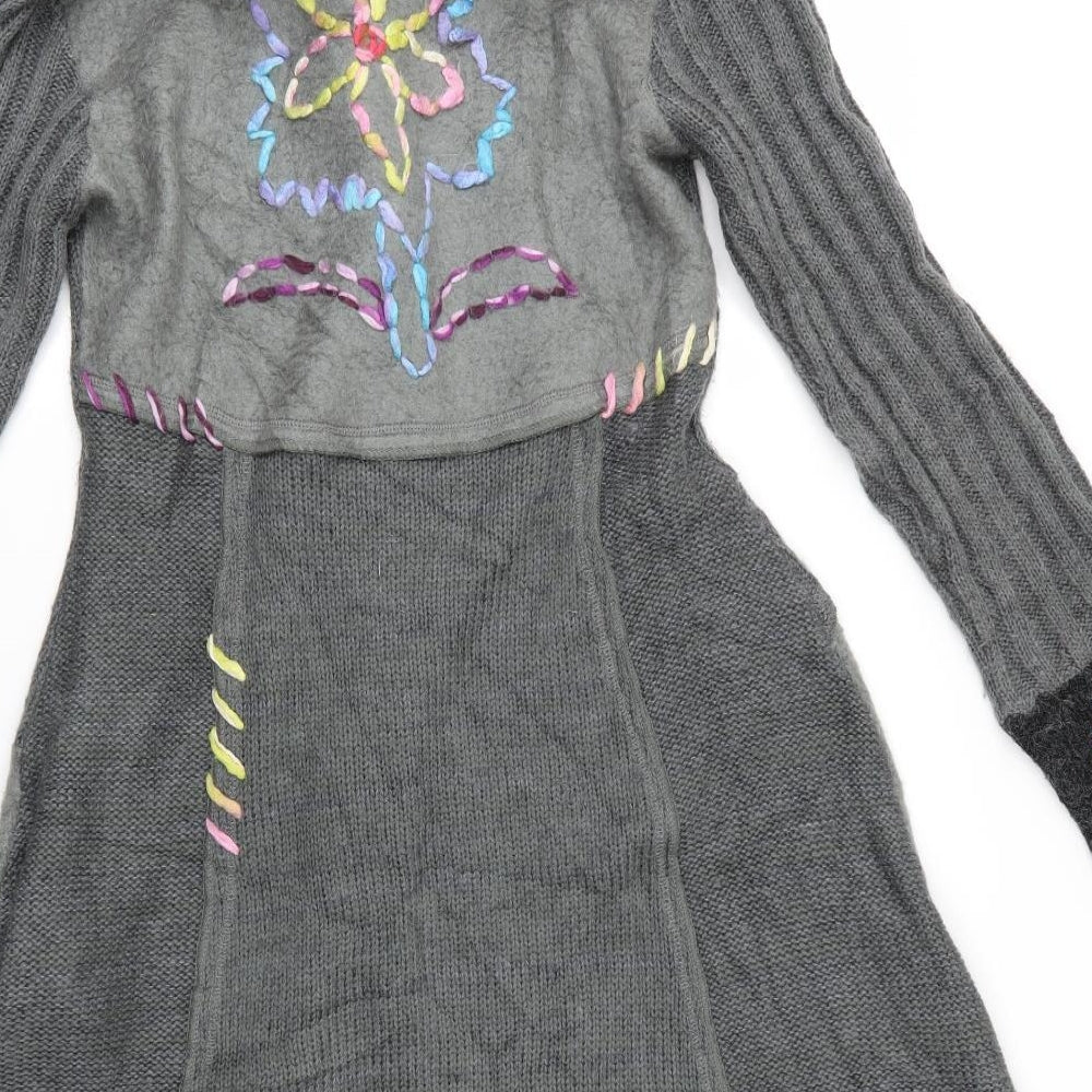 Izabel Womens Grey Geometric  Overcoat Coatigan Size 14