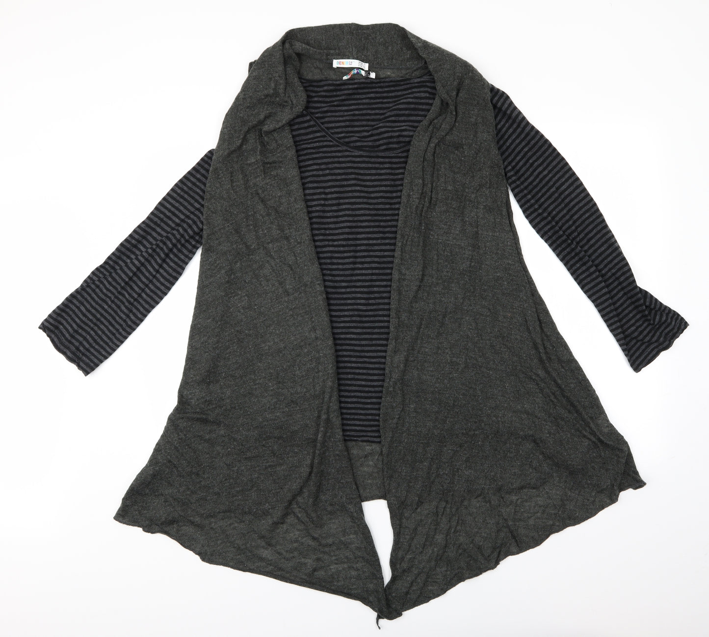 Denim Co. Womens Grey Striped  Cardigan Jumper Size 14