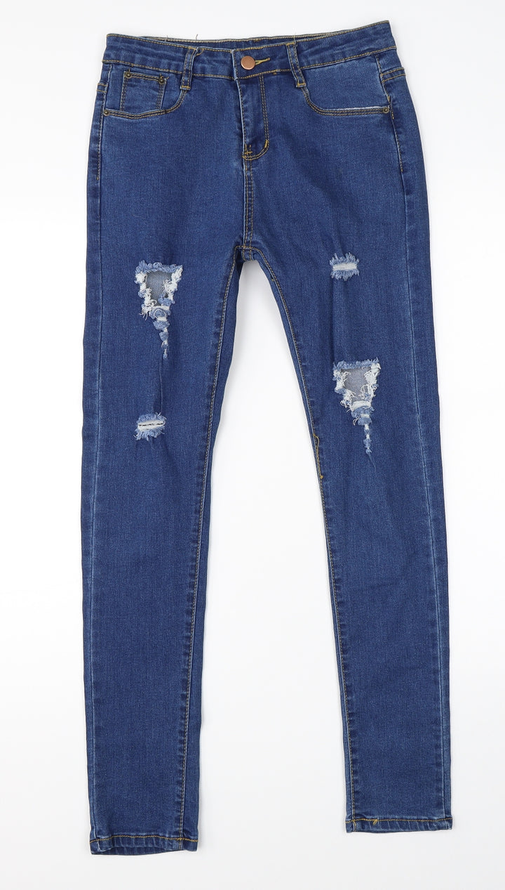 Faythlanu Womens Blue  Denim Straight Jeans Size M L27 in