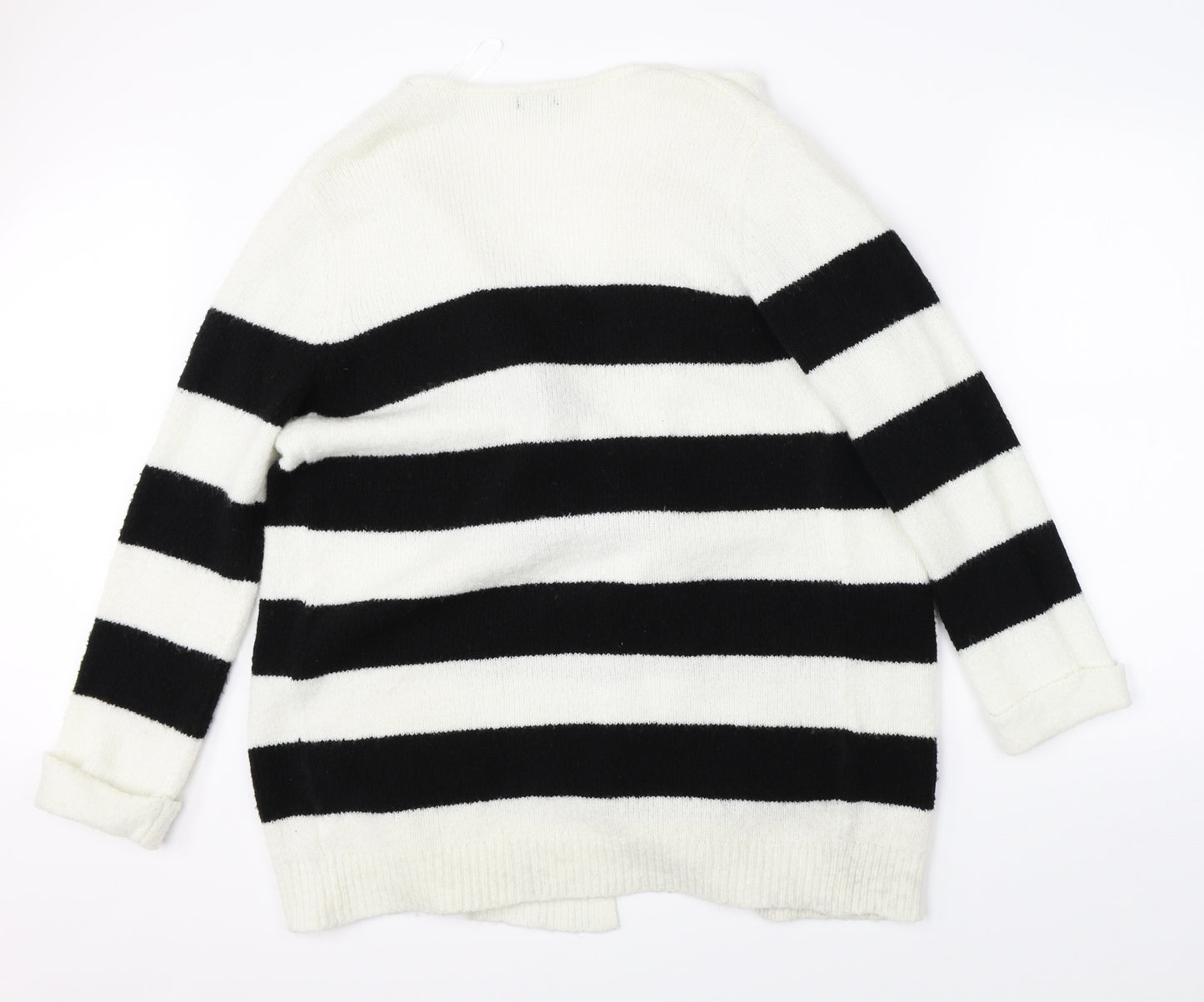 F&F Womens White Striped  Cardigan Jumper Size 12