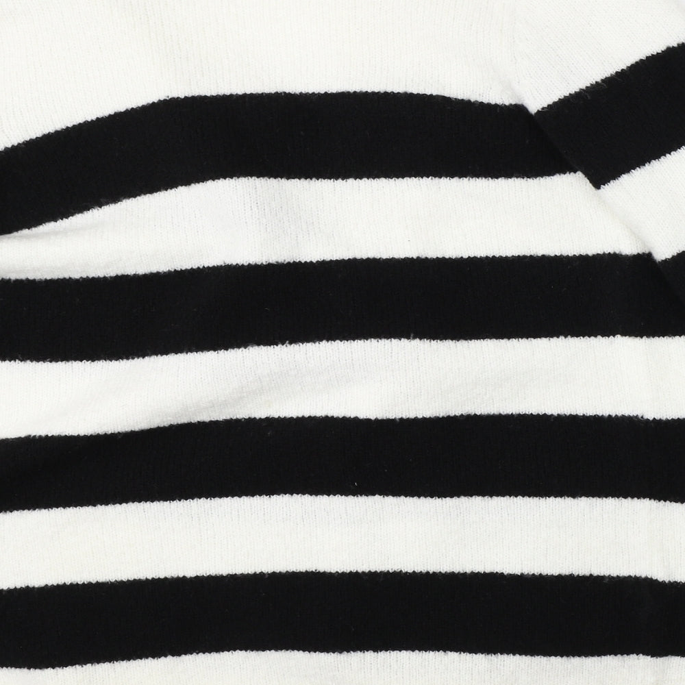 F&F Womens White Striped  Cardigan Jumper Size 12