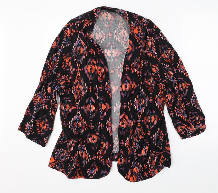 New Look Womens Black Geometric Cardigan Jumper Size 16
