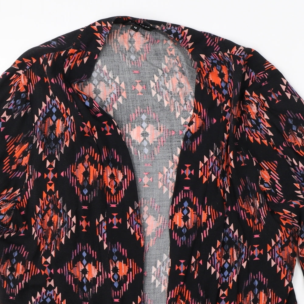 New Look Womens Black Geometric  Cardigan Jumper Size 16