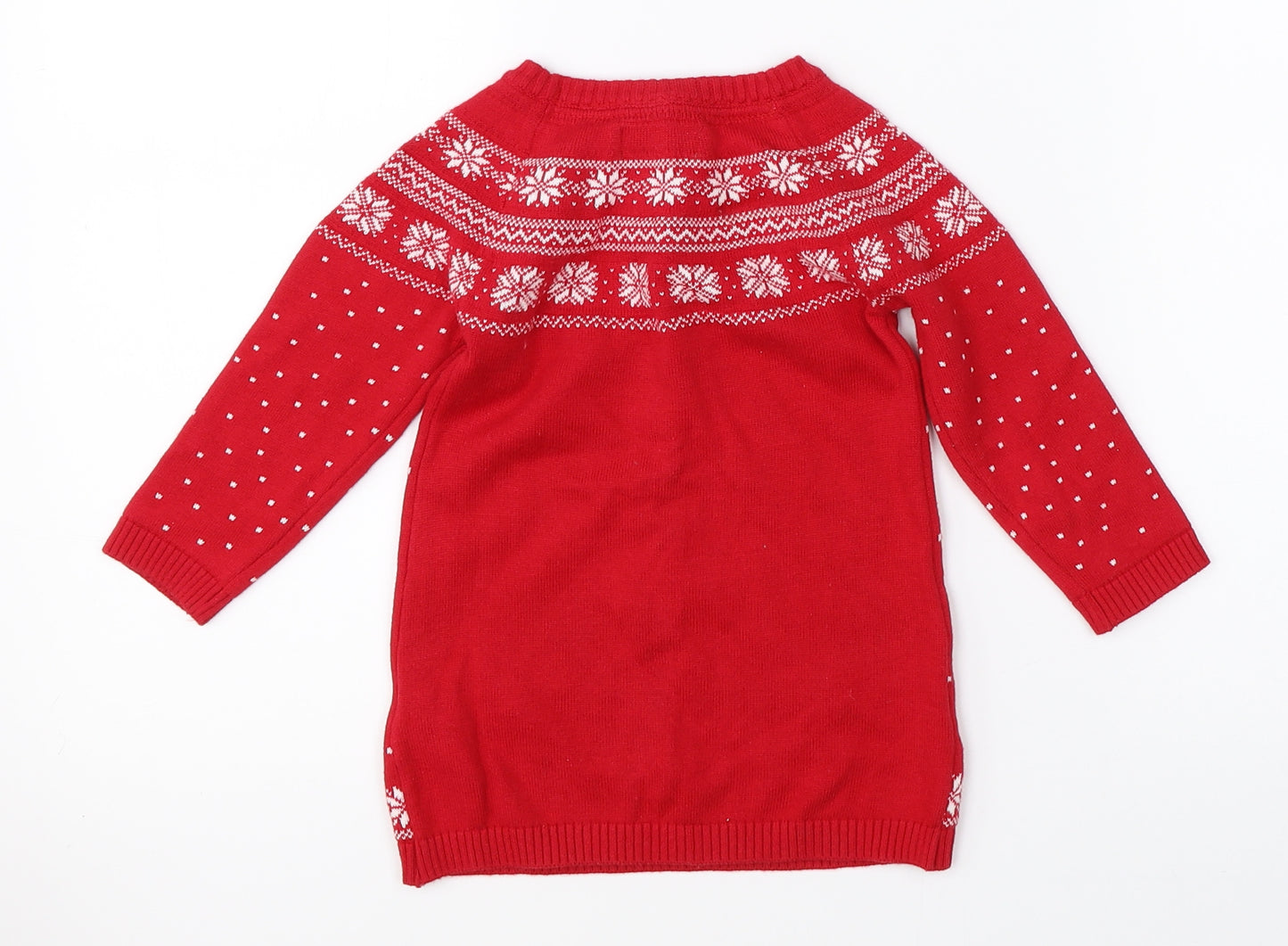 Primark Baby Red Fair Isle  Pullover Jumper Size 9-12 Months  - christmas