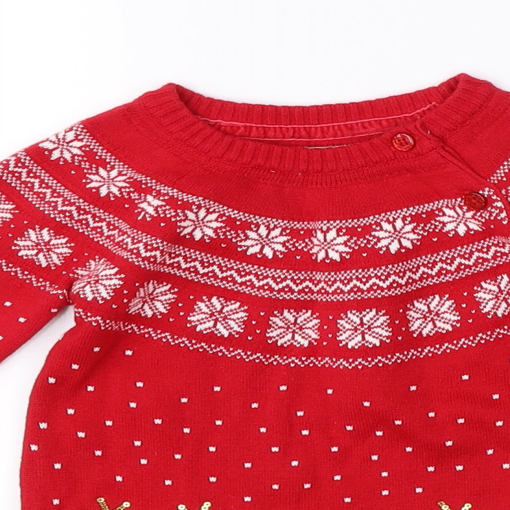 Primark Baby Red Fair Isle  Pullover Jumper Size 9-12 Months  - christmas