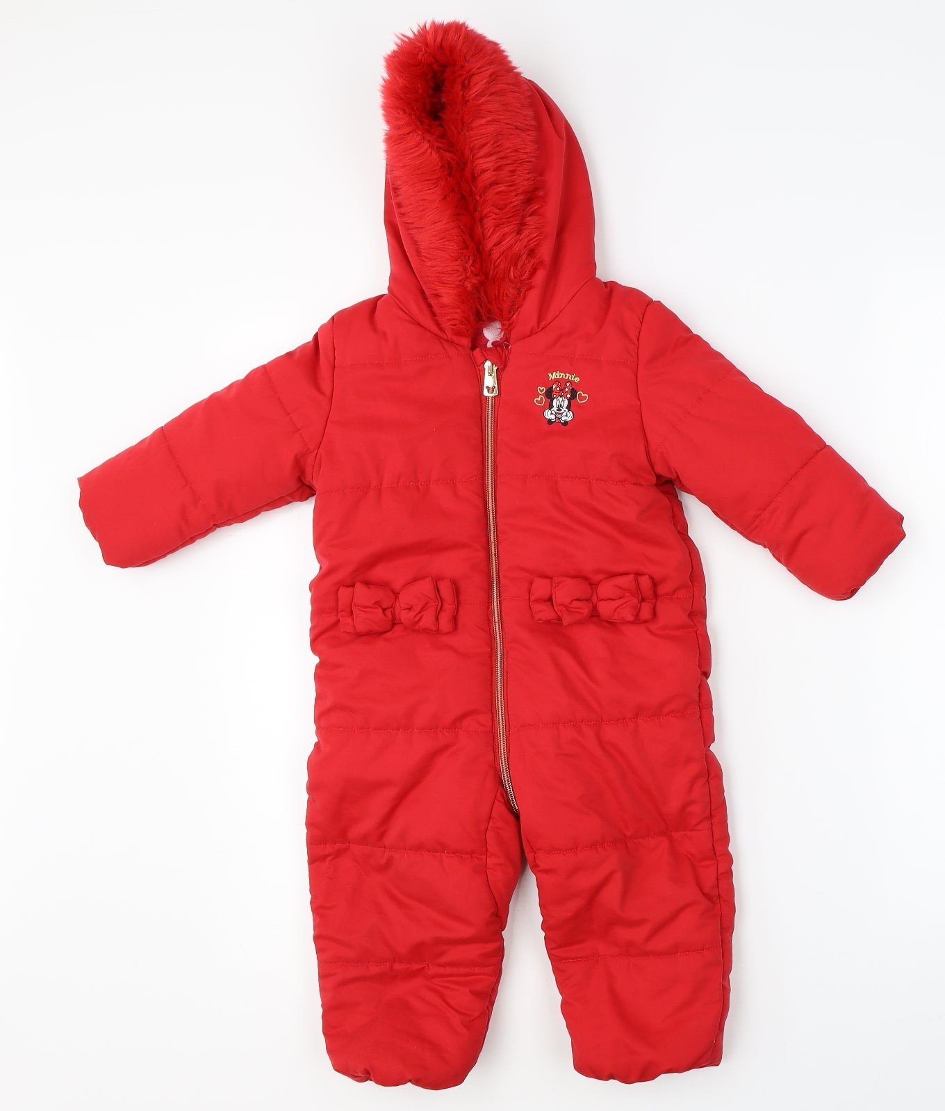George Girls Red   Coverall One-Piece Size 12-18 Months  - disney minnie mouse