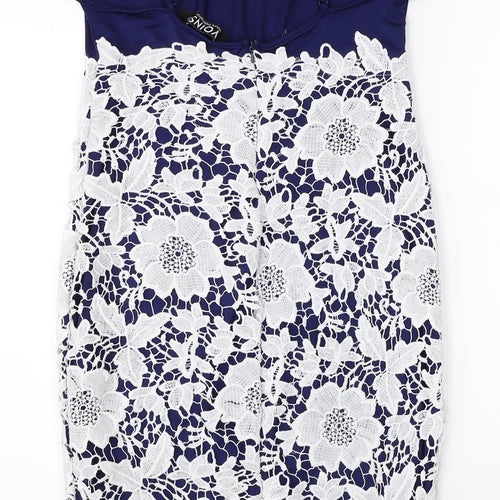 Yoins Womens Blue Floral  Pencil Dress  Size M