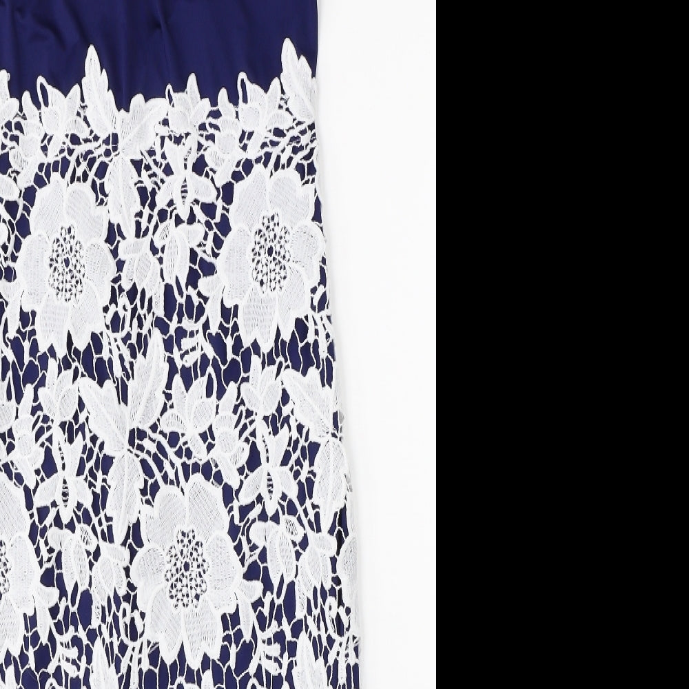 Yoins Womens Blue Floral  Pencil Dress  Size M