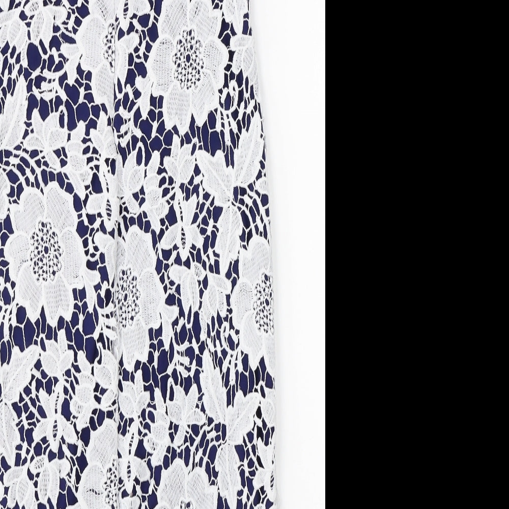 Yoins Womens Blue Floral  Pencil Dress  Size M