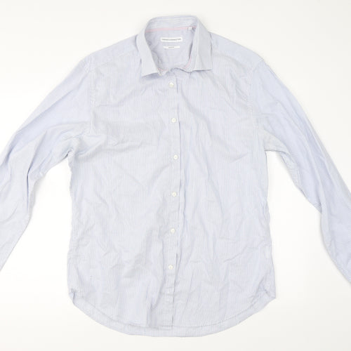 French Connection Mens Blue Striped   Dress Shirt Size 42