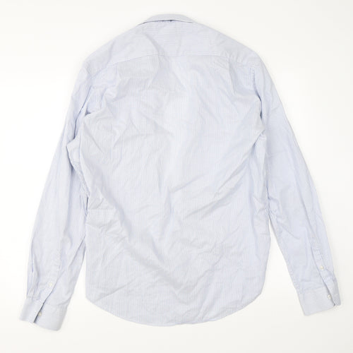 French Connection Mens Blue Striped   Dress Shirt Size 42