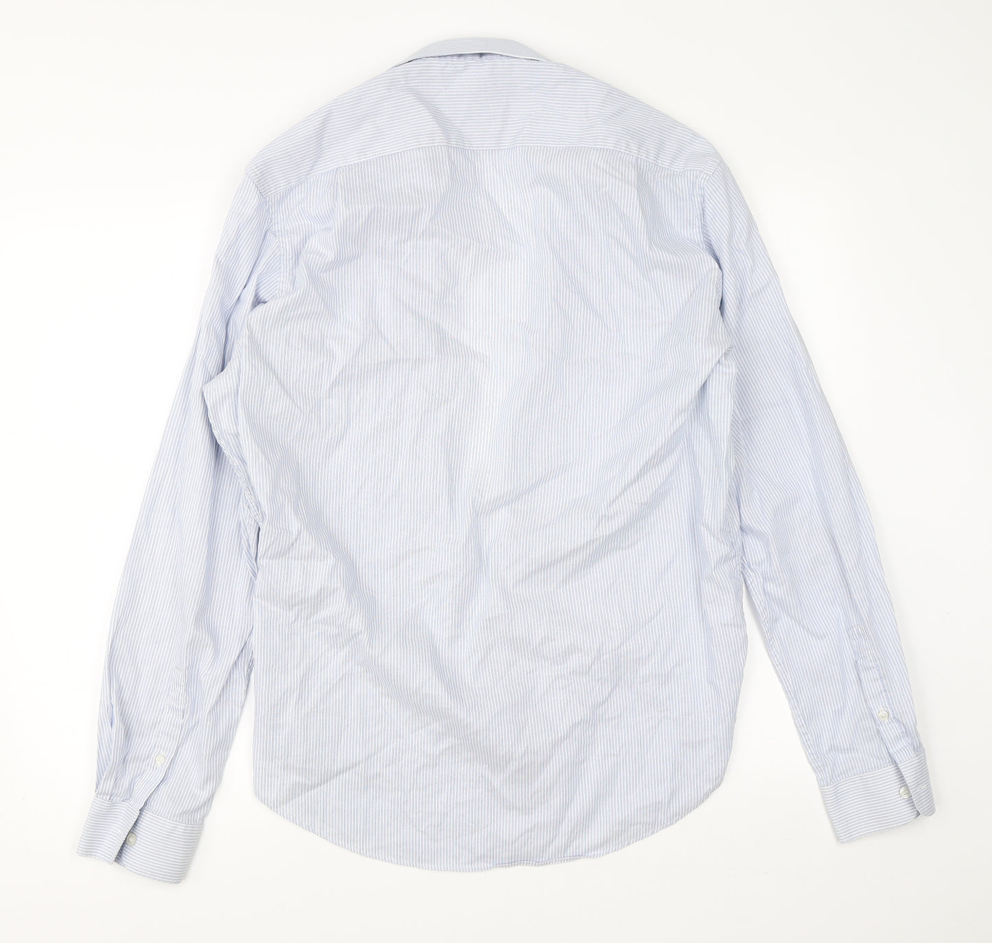 French Connection Mens Blue Striped   Dress Shirt Size 42