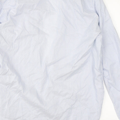French Connection Mens Blue Striped   Dress Shirt Size 42
