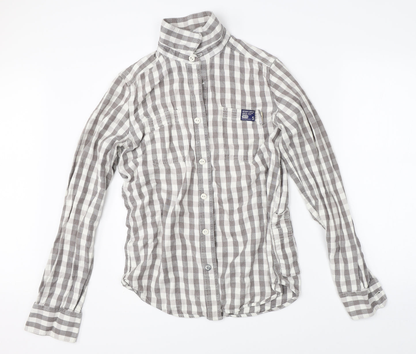 Superdry Mens White Check   Button-Up Size L
