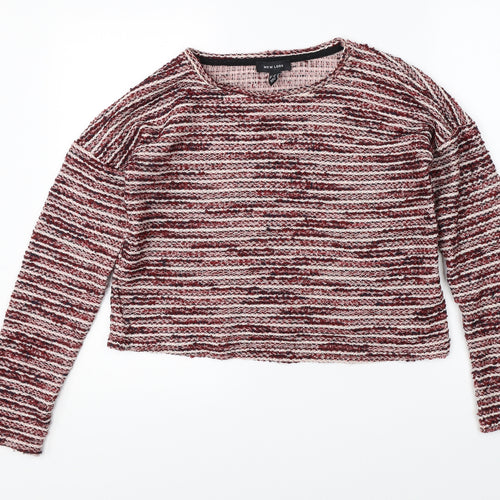 New Look Womens Red Striped Knit Pullover Jumper Size S
