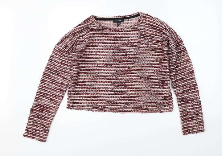 New Look Womens Red Striped Knit Pullover Jumper Size S