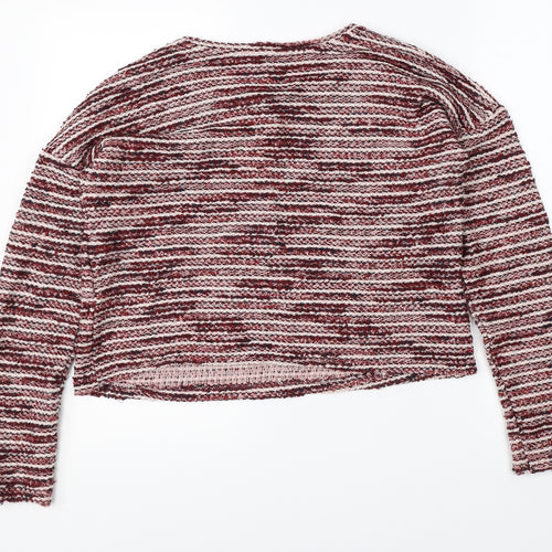 New Look Womens Red Striped Knit Pullover Jumper Size S