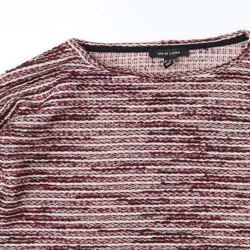 New Look Womens Red Striped Knit Pullover Jumper Size S