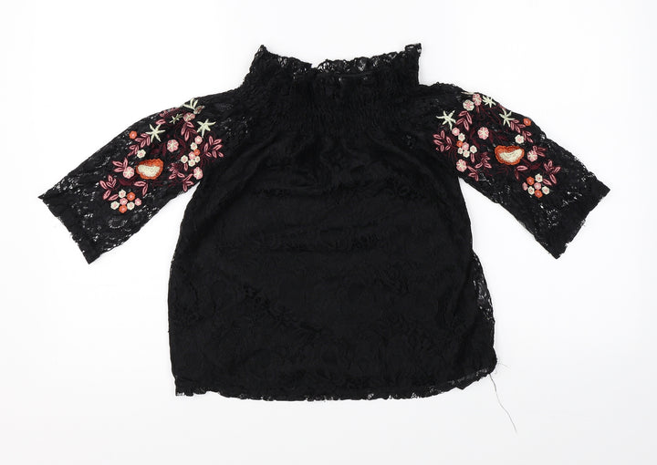 New Look Womens Black Basic Blouse Size 8